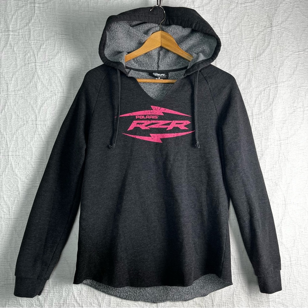 Polaris Womens Small S RZR Lightweight Hoodie Grey Fleece Pullover Hooded Jacket